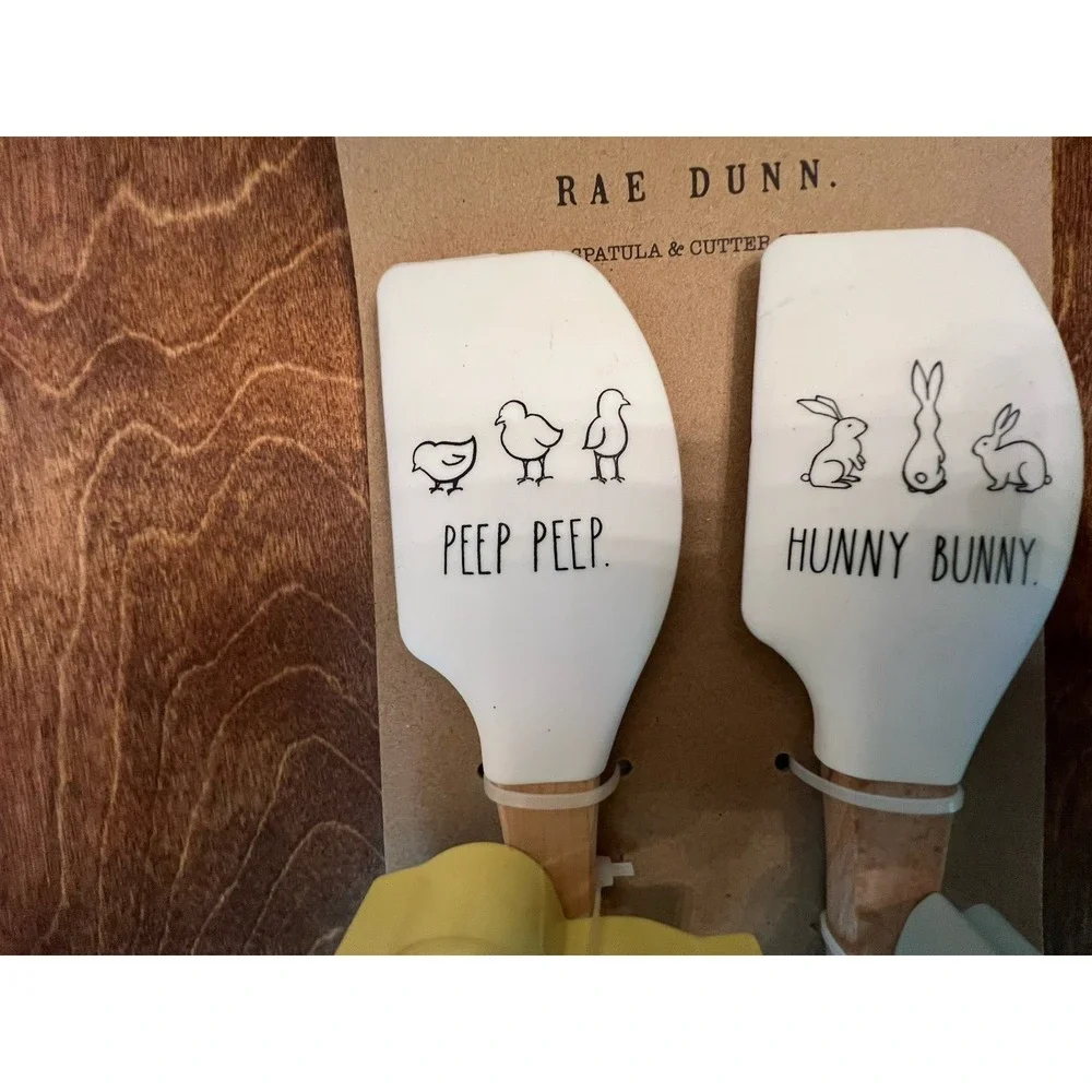 Rae Dunn Easter Cooking Spatulas & Cookie Cutters Bunny Chick Set of 2 New